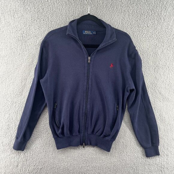Polo Ralph Lauren Cotton Track Jacket Full Zip Embroidered Size Medium - Picture 1 of 12